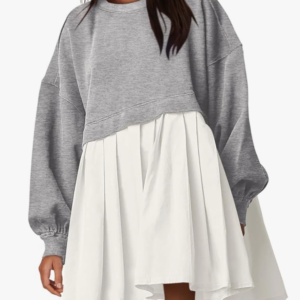 Gray and White Layered Dress
